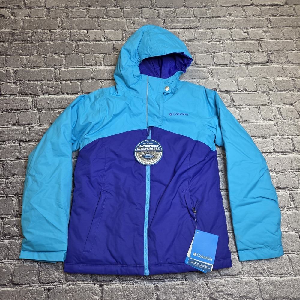 NWT Columbia Crash Course Winter Jacket Girls Medium Blue Purple Hooded